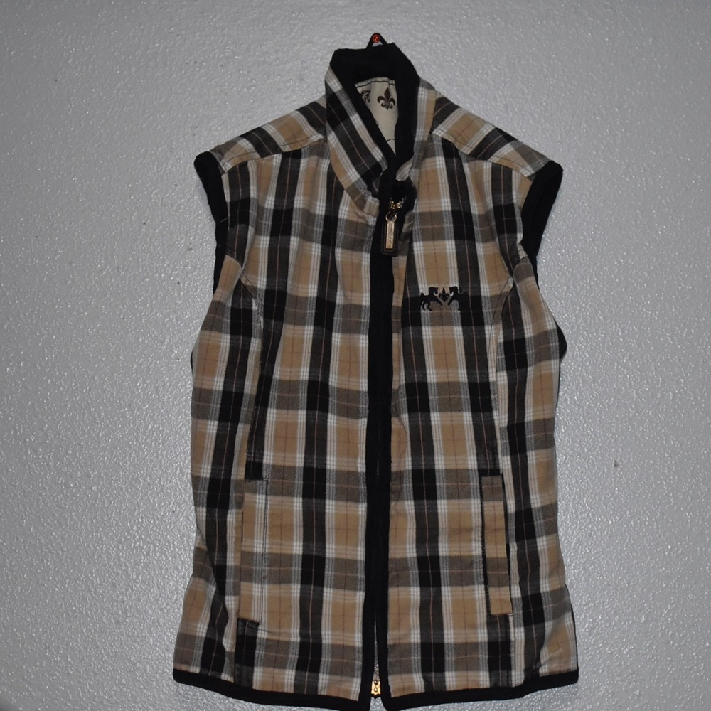 Navy plaid vest